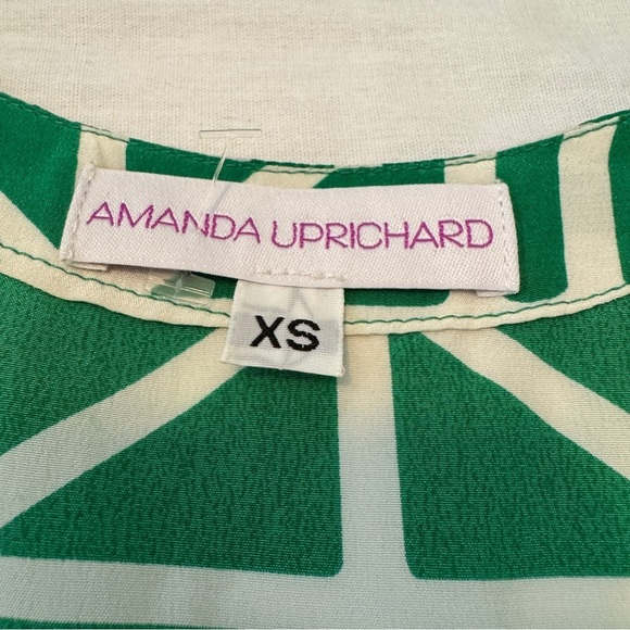 Amanda Uprichard XS Green Geometric 100% Silk Shift Mini Dress ~ Classic - Picture 5 of 6